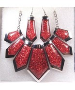 Red Chrom Pendant &amp; Earrings in Silverto w/StainSteel Chain 20&quot; Gift Box... - £11.67 GBP