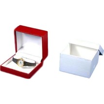 Bangle Bracelet Watch Box Red Faux Leather Jewelry Gift Box 3 3/4&quot; - £7.82 GBP