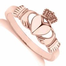 Women&#39;s 14K Rose Gold Plated Claddagh Promise Friendship Ring Band Size 5-10 - £35.79 GBP