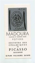 Madoura Pottery Ad Card Vallauris France Publishers of Ceramics of Picasso  - £11.73 GBP