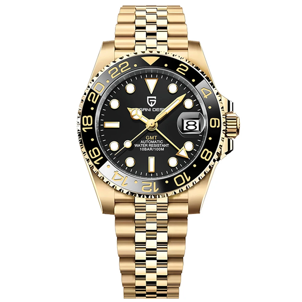 Pagani Design New Japan NH34 Gmt Men Mechanical Watch Sapphire Gl Ar Coating Au - £287.30 GBP