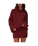 Womens 2 Piece Outfits Sweater Sets Turtleneck Oversized Sweaters And Mi... - £62.13 GBP