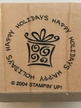 Stampin Up Rubber Stamp Happy Holidays Present Christmas Gift Tag Card Making - $2.99