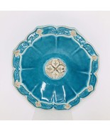 Vintage MCM Italian Ugo Zaccagnini Turquoise &amp; Ivory Relief Pottery Bowl... - $3,525.14 MXN