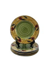 Pier One Elizabeth Hand Painted Stoneware Green Salad Lunch Plates Set of 4 - £20.06 GBP