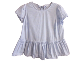 Crown&amp;ivy Curvy Size OX /1X Blue &amp; White Pin Stripe Short Sleeve Cotton Blend  - £8.76 GBP