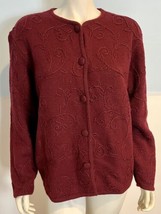 Talbots Women&#39;s Wool Cardigan Sweater Burgundy Size L - $28.49
