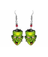 Frankenstein Face Earrings Halloween Themed Graphic Dangles - Womens Fal... - $11.87