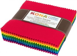 Robert Kaufman Kona Cotton Solids Bright 5 Inch Precut Squares 85pcs - £25.92 GBP