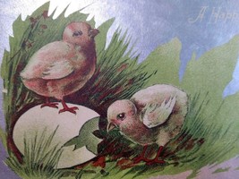 Easter Postcard Vintage Baby Chicks Cracked Egg Original Vintage Silver Linen - £6.00 GBP