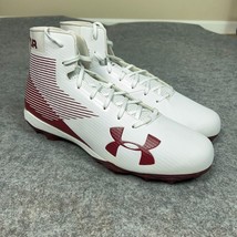 Under Armour Mens Football Cleat 16 White Red Shoe Lacrosse Team Hammer MC Mid - £59.46 GBP