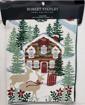 Long Tapestry Table Runner, 13&quot;x72&quot;, Christmas, Snowy Village &amp; Reindeers, Hl - £17.13 GBP