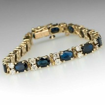 7.50ct Oval Cut Simulated Diamond Sapphire 925 Silver Gold Plated Bracelet - £134.82 GBP