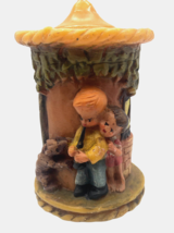 Vintage German Gunter Kerzen 5&quot; Carved Candle Tree with Playful Children and Dog - £18.30 GBP