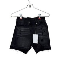 Vervet Women&#39;s Shorts Rebecca High-Rise Raw Hem Bermuda Denim Black Sz. ... - $22.57