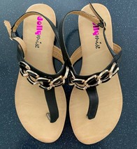 NEW Dollymix Sz 9 M Black Joanna Thong Sling Back Sandals - $11.87