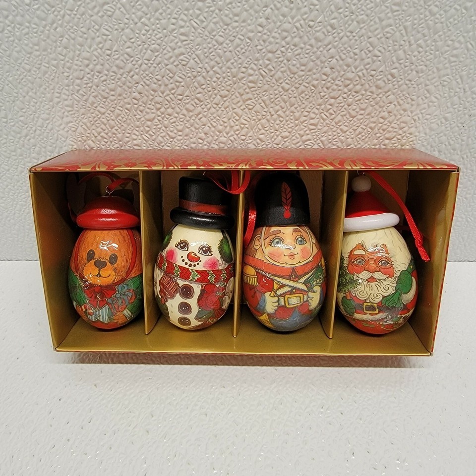 Vintage Decoupage Christmas Ornaments Set of 4 Home for the Holidays 199... - $13.85