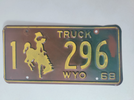 1968 Wyoming WY Truck License Plate Tag # 1296 - $21.95