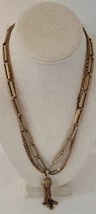 Vintage 21 1/2&quot; Goldtone Multi-Chain Tassel Pendant Necklace Costume Jew... - £7.00 GBP
