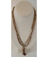 Vintage 21 1/2&quot; Goldtone Multi-Chain Tassel Pendant Necklace Costume Jew... - £7.01 GBP