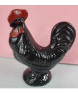 Vintage Black Rooster Planter/Vase High Glaze Ceramic, Hand Painted 6&quot; ×... - £21.11 GBP