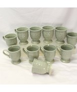JCPenney Chris Madden Adalina Green Pedestal Mugs 4-5/8&quot; Tall  Lot of 11 - $58.79
