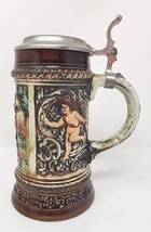 Vintage Gerz German Beer Stein With Lid - Hunters and Dragon/Griffin Scene - £31.78 GBP