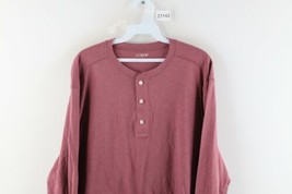 J Crew Mens Size XL Blank Long Sleeve Henley T-Shirt Dusty Red Slub Cotton - £19.74 GBP