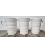 Set of 3 Mikasa Swirl Bone China White Ribbed 12oz Coffee/Tea Mugs Cups -Ex - $21.85