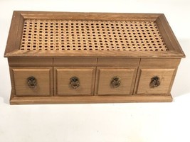 Vintage Mele ￼Wooden Jewelry Dresser Music Box Cane Top Chest Made In Japan - £44.45 GBP