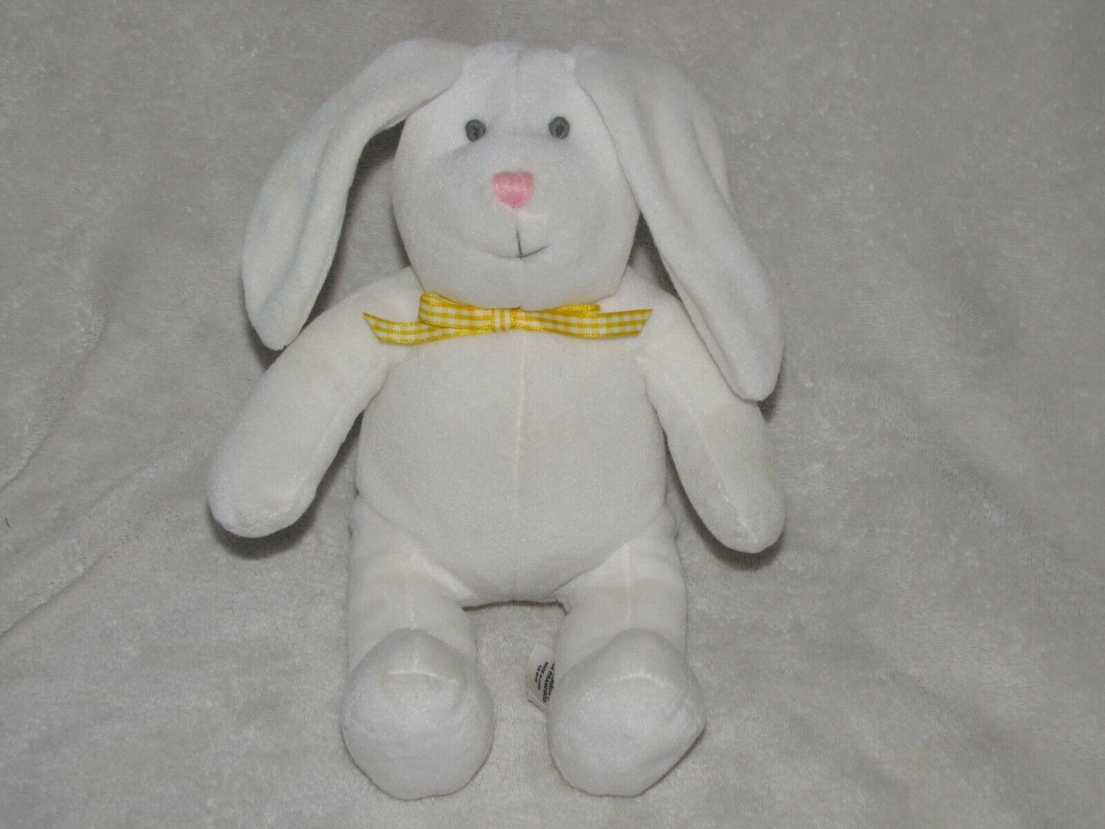 Primary image for Baby Gap 2004 White Easter Bunny Rabbit Yellow Gingham Bow Stuffed Plush Toy