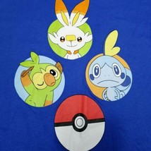 Pokemon Blue T-Shirt Sword and Shield Scorbunny Grookey Sobble Men&#39;s New... - £17.82 GBP