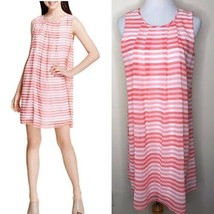 CALVIN KLEIN Pink white Striped  Sleeveless Shift Dress Sz 2 - £19.90 GBP