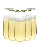 24 Pack 9 Oz Stemless Plastic Champagne Flutes, Clear Disposable Champag... - $50.99