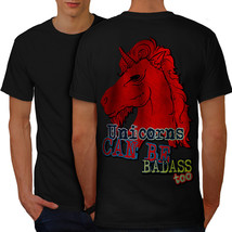 Red Badass Unicorn Shirt Rebel Horse Men T-shirt Back - £10.19 GBP