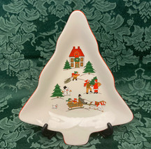 Jamestown Joy of Christmas tree shaped medium dish vintage 1980s Japan - £7.07 GBP