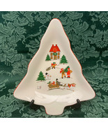 Jamestown Joy of Christmas tree shaped medium dish vintage 1980s Japan - $9.00