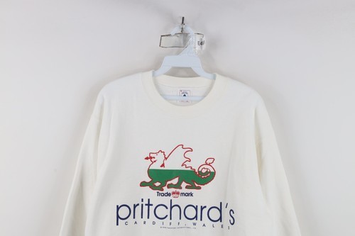 Vintage 90s Mens Medium Pritchards Cardiff Wales Dragon Sweatshirt White USA Item image 2