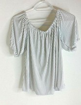 LOFT Womens Sz XS P Striped Off Cold Shoulder Shirt Top White Black Cottage Core - £10.89 GBP