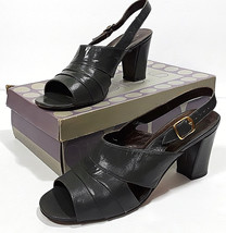 Vintage OPTIONS Grey Dress Sandals + Box Womens 8B Heel Pumps Open Toe S... - £37.61 GBP
