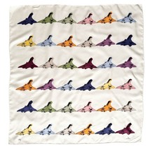 Vintage Air France Concord Large White/ Multicolor Silk Scarf - $3,025.87 MXN