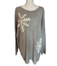 J Jill Sweater Plus Size 4X Winter Snowflake Gray Round Neck Long Sleeve - £39.34 GBP