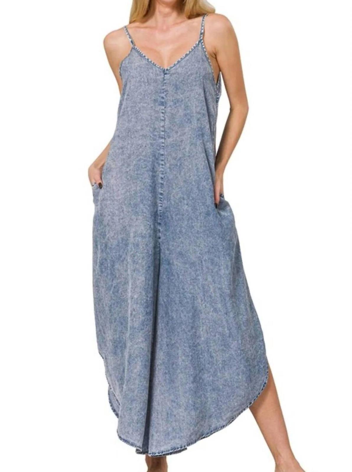 Trendsi Zenana Lyocell Acid-Washed Jumpsuit M Indigo - $44.00