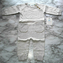 Cloud Island Sleeper Romper Baby 6-9 Months Gray Striped Coverall Snap Up Knit - £14.11 GBP