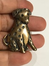 Vintage 1990&#39;S Sterling Silver Gold Tone Black Enamel Dalmatian Dog Pin Brooch - £51.10 GBP