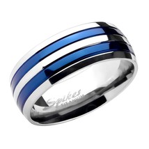Titanium Electric Blue Ring Mens Wedding Band 8mm Sizes 9-13 Anniversary Promise - £15.97 GBP