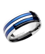 Titanium Electric Blue Ring Mens Wedding Band 8mm Sizes 9-13 Anniversary... - £16.01 GBP