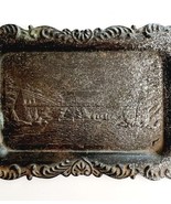 Chair Bridge Ashtray Metal Tin Antique Bridge Scene Over Water 1940s-50s... - €25,73 EUR