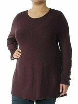 Alfani Ribbed Snap Detail Long Sleeve Pullover Sweater Shirt, Burgundy, XS-L-XL - £11.74 GBP
