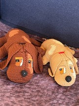 Lot of Large Brown &amp; Tan Crocheted Pound Puppy Stuffed Animals – dark brown one - £19.07 GBP